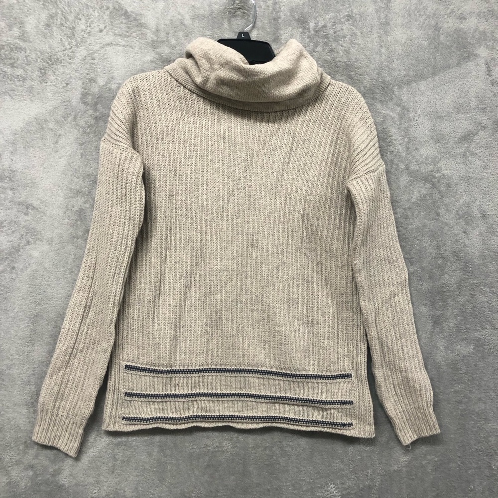 prAna Womens Sweater Extra Small Funen Loop Wool Blend Tunic Tan Turtleneck
